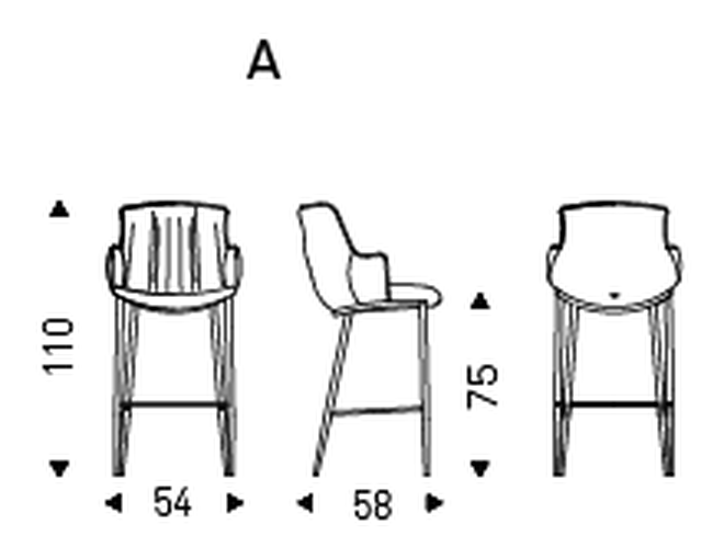 Rihanna ML Stool by Cattelan Italia, size drawing 1