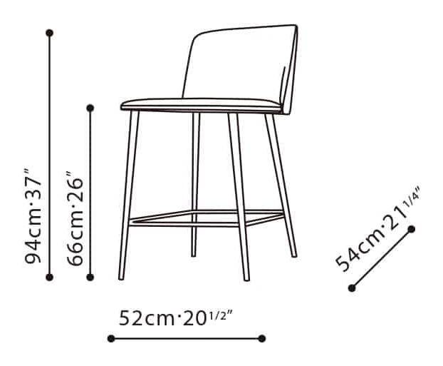 Ballet Stool by Camerich, size drawing: C02F0309