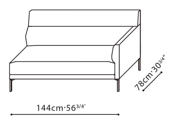 Amor-30 Sofa by Camerich, size drawing: C01F0105