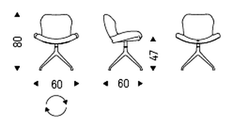 Rachel Turn Swivel Chair by Cattelan Italia, size drawing