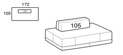 Sanders Sofa by Ditre Italia, size drawing: Rectangular composition 172, 109 cm depth