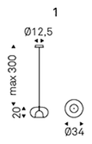 Coimbra Pendant Lamp by Cattelan Italia, size drawing 1