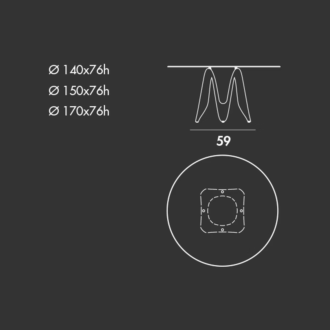 Lambda Table by Sovet, size drawing: Round