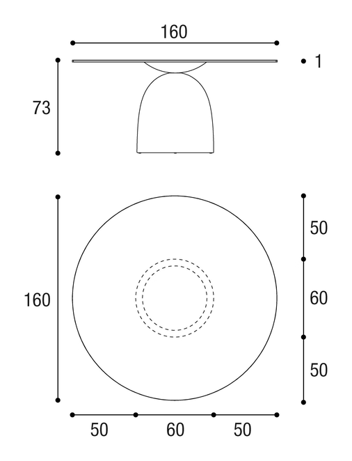 Janeiro Dining Table by Lago, size drawing: 2390L · 2390X