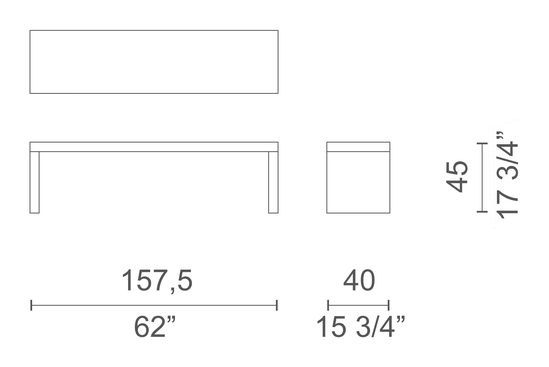 Millenium Hope Table by Cappellini, size drawing: MH_1R