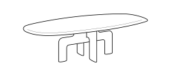 Biarritz Dining Table by Ditre Italia, size drawing: Oval table 320 wooden top