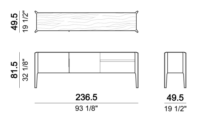 Glory Sideboard by Arketipo, size drawing
