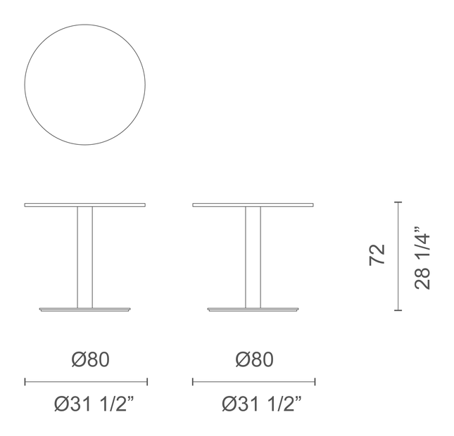 Break Table by Cappellini, size drawing: BE_2AL