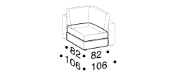 Urban 2.0 Sofa by Ditre Italia, size drawing: Square base with seat cushions