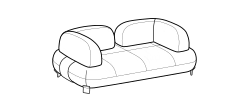 Pacific Outdoor Sofa by Ditre Italia, size drawing: 2-seater sofa with 2 armrests