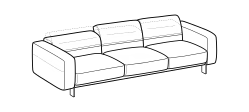 Bepop Sofa by Ditre Italia, size drawing: 3-seat maxi sofa