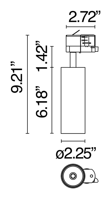 UT Pro 150 GA69 Spotlight by Flos, size drawing