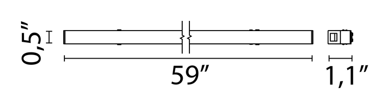 Light Stripe Module, Tracking Magnet by Flos, size drawing: Light Stripe 1500 mm