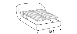 Pacific Bed by Ditre Italia, size drawing: Double size bed for 160x200 cm mattress with EASY mechanism