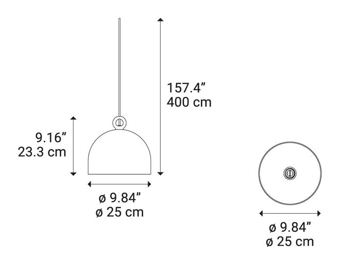Urban Concrete Cluster Pendant Lamp by Lodes, size drawing