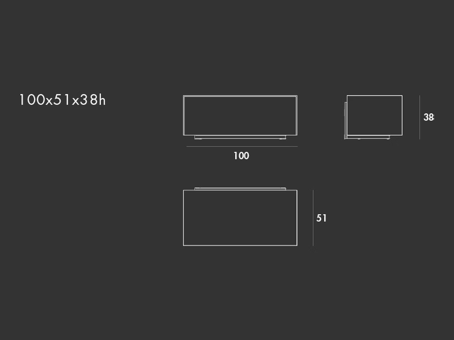 Magda Suspended Sideboard by Sovet, size drawing: 1 door