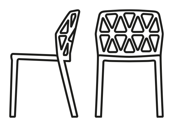 Alchemia Chair by Connubia, size drawing