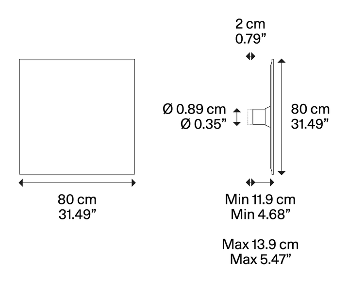 Puzzle Mega Wall Lamp by Lodes, size drawing: Puzzle Mega square large