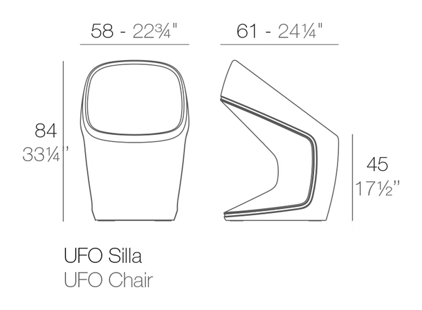 UFO Chair by Vondom, size drawing