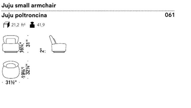 Juju Armchair by Moroso, size drawing
