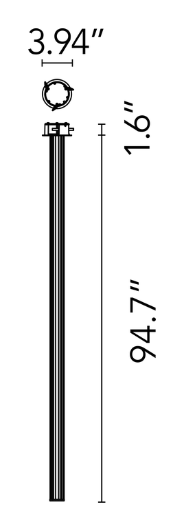 The Glowing Track 360 Vertical System by Flos, size drawing 3