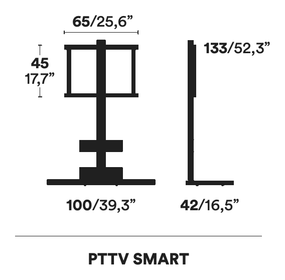 Ptolomeo TV Smart Stand by Opinion Ciatti, size drawing