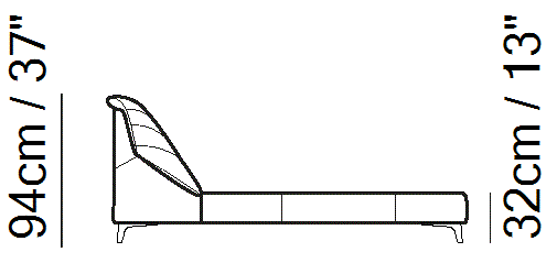 Cala Bed by Natuzzi Italia, size drawing