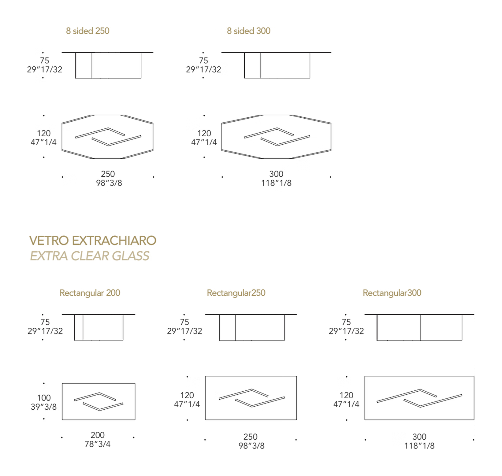 Cubitum 72 Dining Table by Reflex, size drawing
