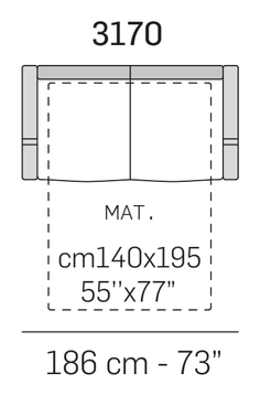 Maya Sofa Bed by Nicoline, size drawing 3