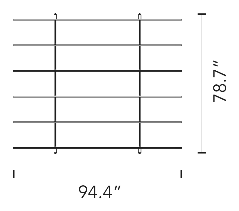 Teso Bookcase by Fontana Arte, size drawing
