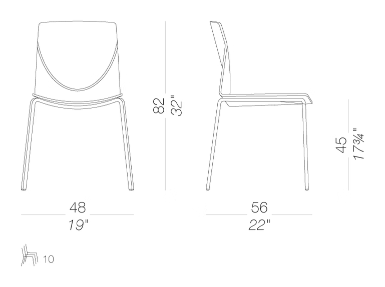 Kai S38 Chair by LaPalma, size drawing