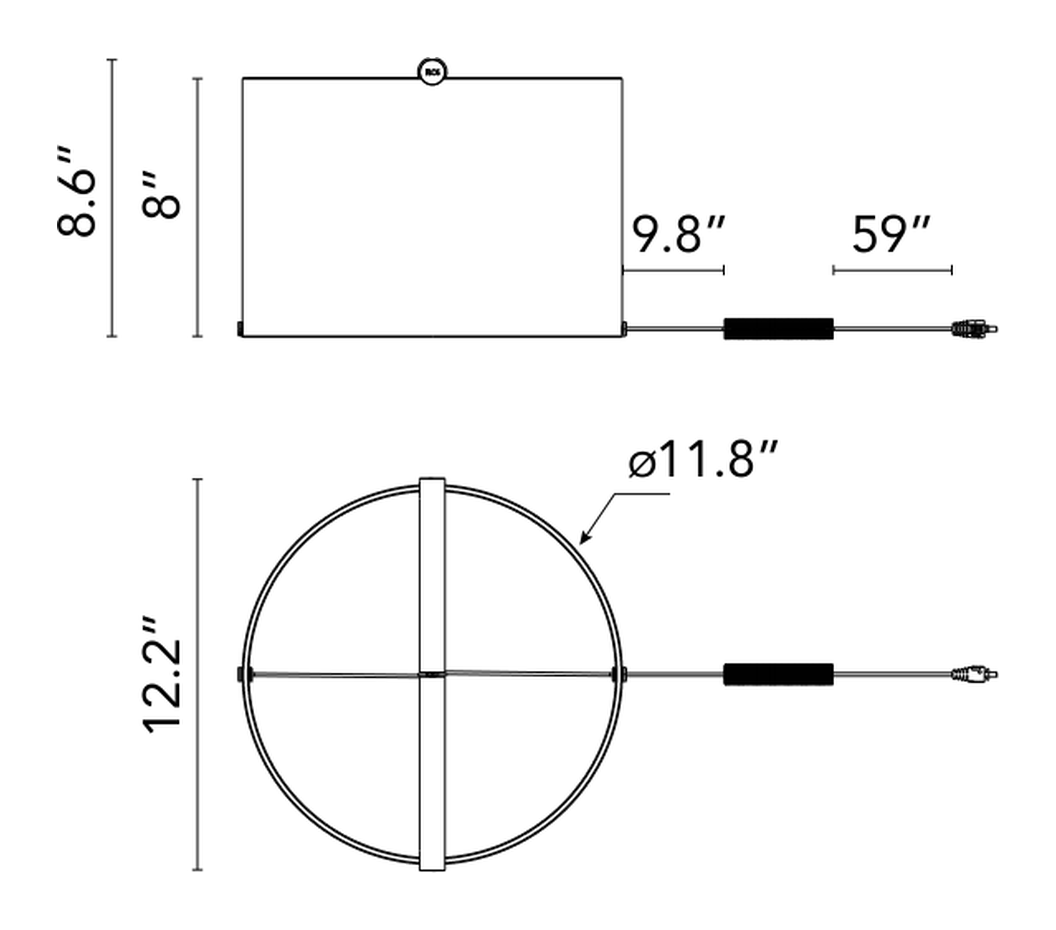To Tie Table Lamp by Flos, size drawing: To-Tie T3