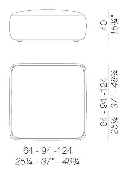 Plus Ottoman by LaPalma, size drawing