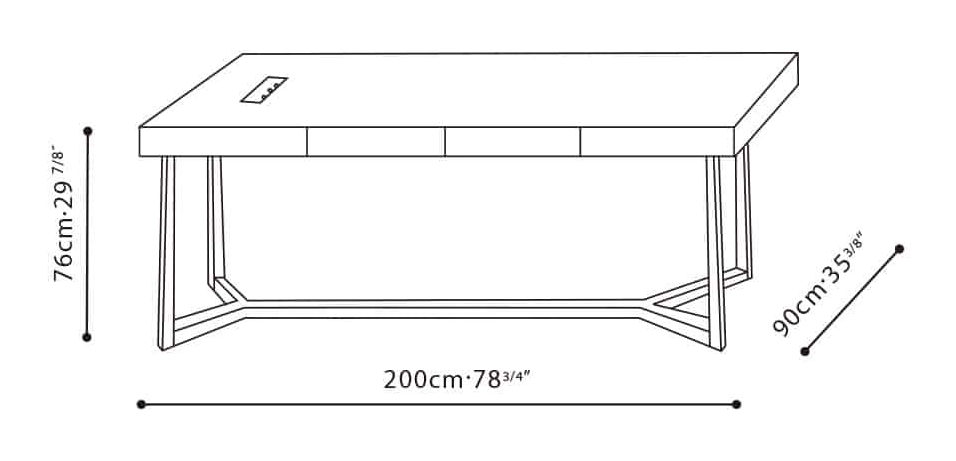 Vessel Desk by Camerich, size drawing: C0552018