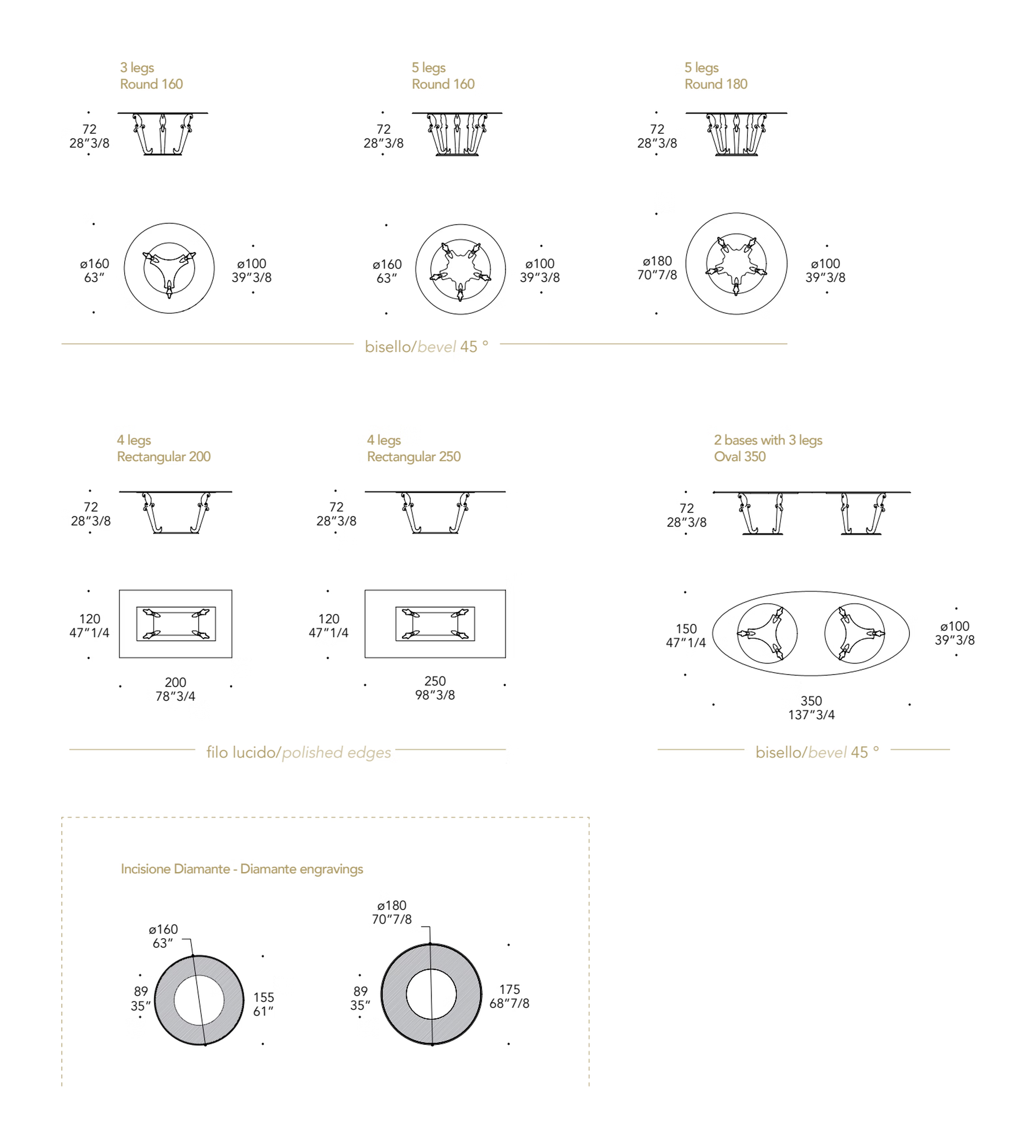 Casanova 72 Dining Table by Reflex, size drawing 1