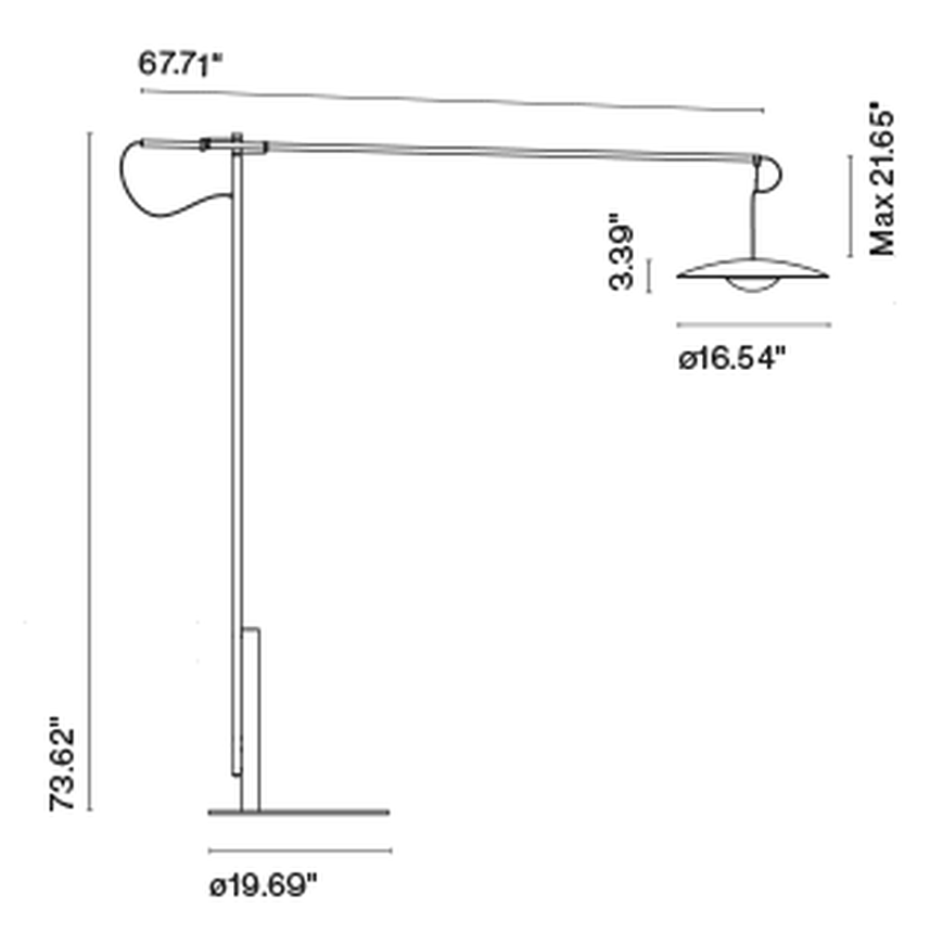 LED-Ginger Floor Lamp XL42 by Marset, size drawing