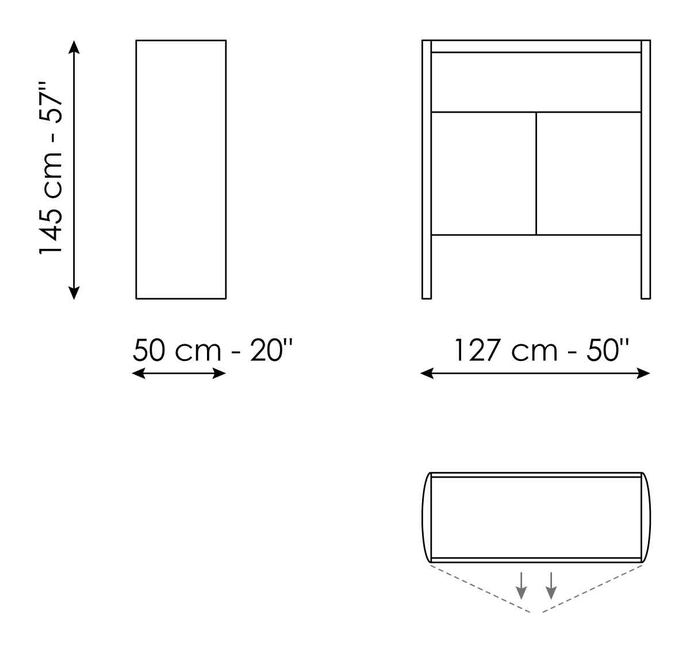 Alicanto Sideboard by Bonaldo, size drawing: Alicanto high