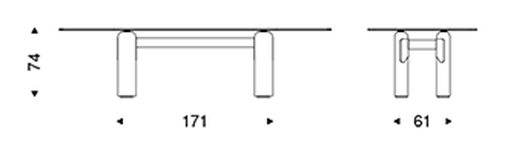 Bilbao Glass Dining Table by Cattelan Italia, size drawing 7