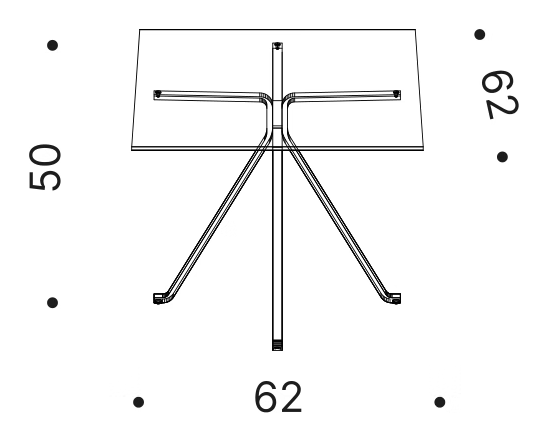 Cuginetto Square Side Table by Driade, size drawing