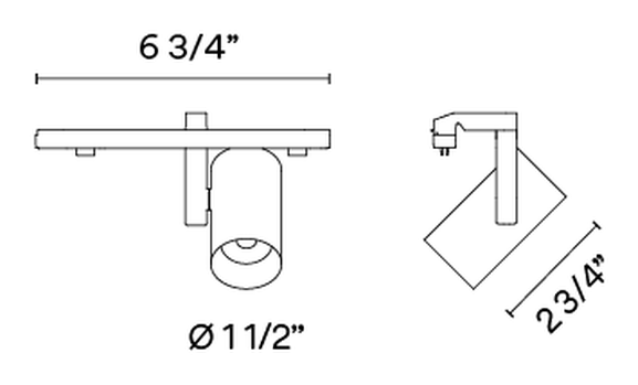 Circus Lighting System by Vibia, size drawing: Models 0135, 0136, 0137