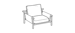 Isamu Outdoor Armchair by Ditre Italia, size drawing: Outdoor Armchair