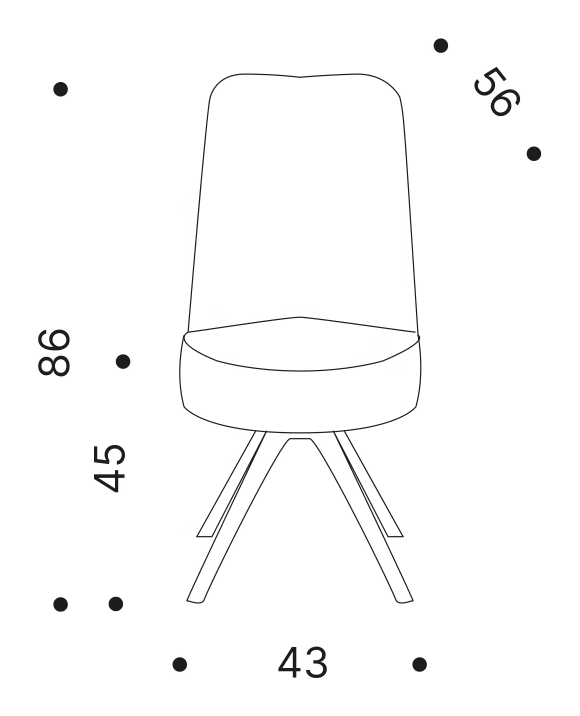 San Marco Chair by Driade, size drawing