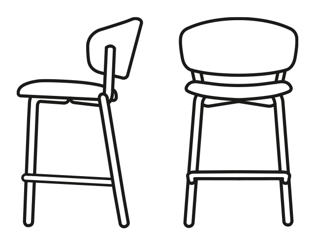 Desy Stool by Connubia, size drawing