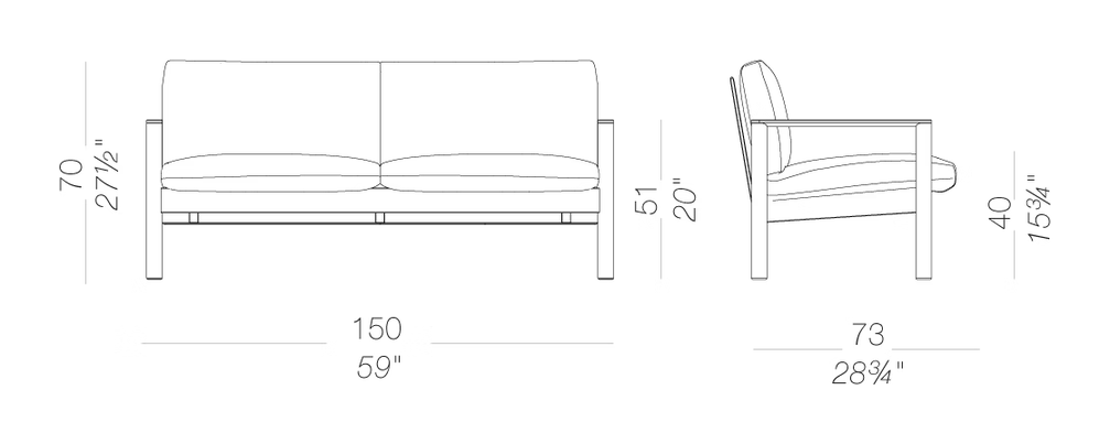 10:30 D162 Sofa by LaPalma, size drawing