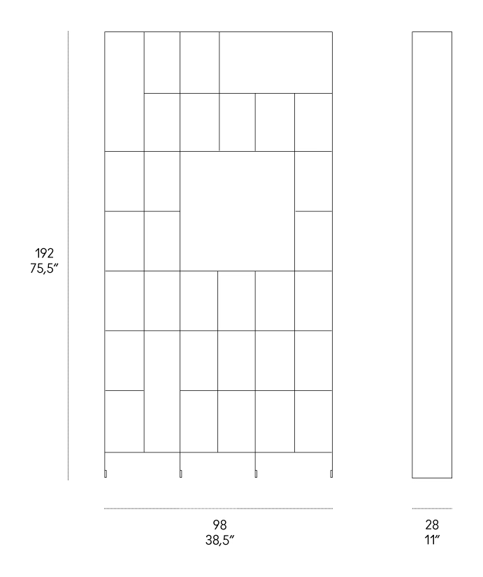Network Bookcase by Casamania, size drawing
