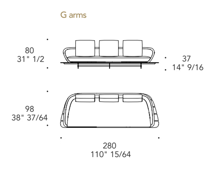 Segno Outdoor Sofa by Reflex, size drawing 7