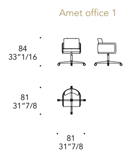Amet Office Chair by Reflex, size drawing 2