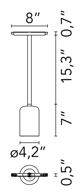 Suspension Glass Downlight Ø110 Pendant by Flos, size drawing 2