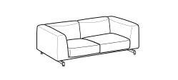 St. Germain Sofa by Ditre Italia, size drawing: 2-seat sofa