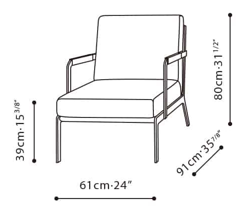 Austen Chair by Camerich, size drawing